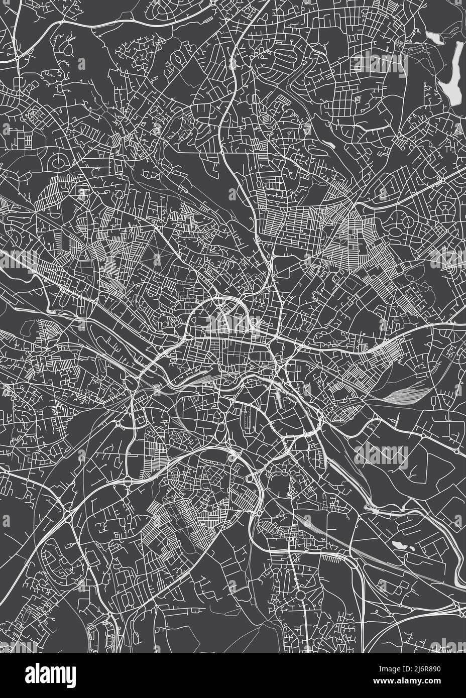 Stadtplan Leeds, monochromer Detailplan, Vektorgrafik Stock Vektor