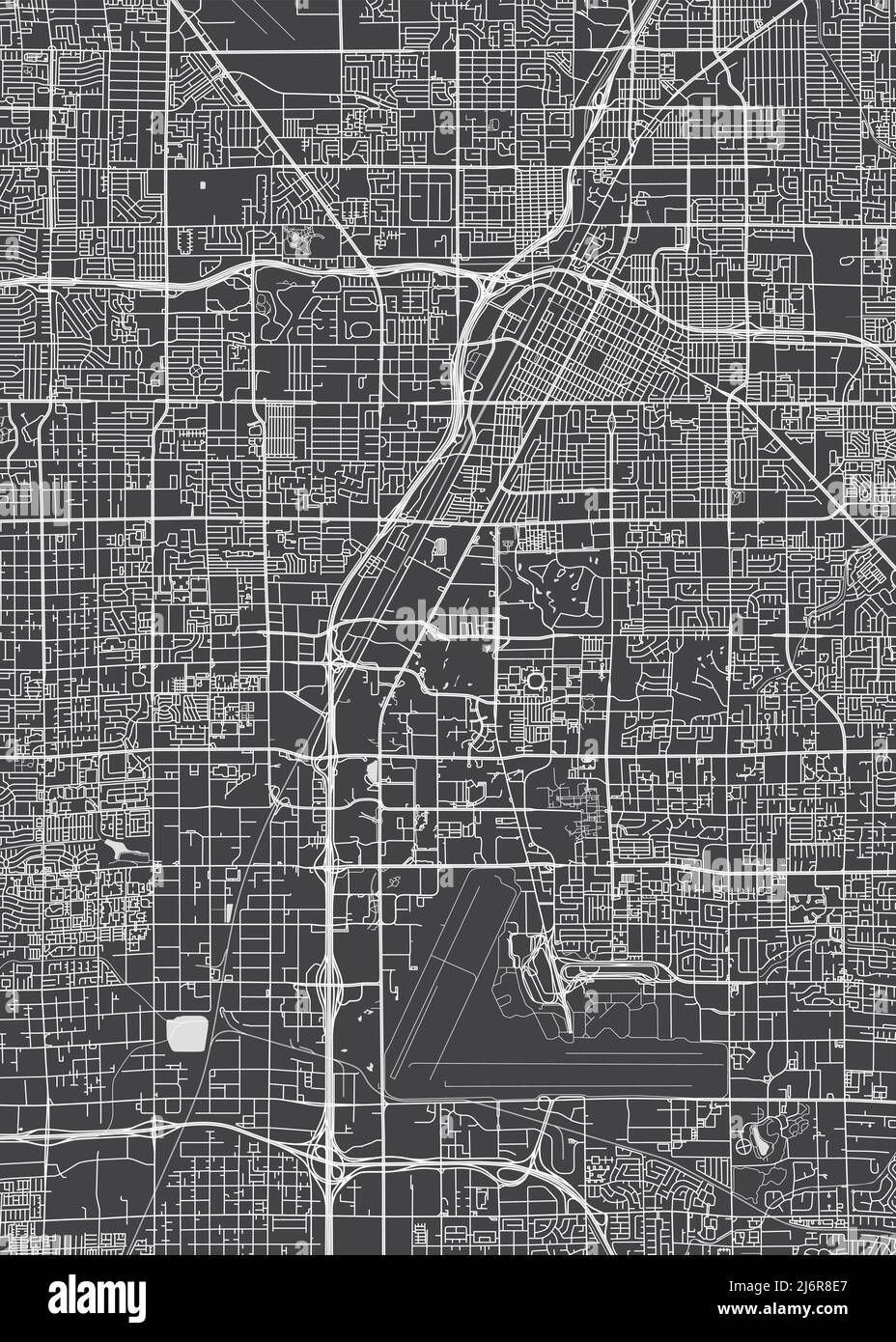 Stadtplan Las Vegas, monochromer Detailplan, Vektorgrafik Stock Vektor