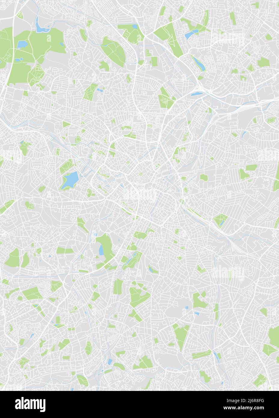 Stadtplan Birmingham, Farb-Detailplan, Vektorgrafik Stock Vektor