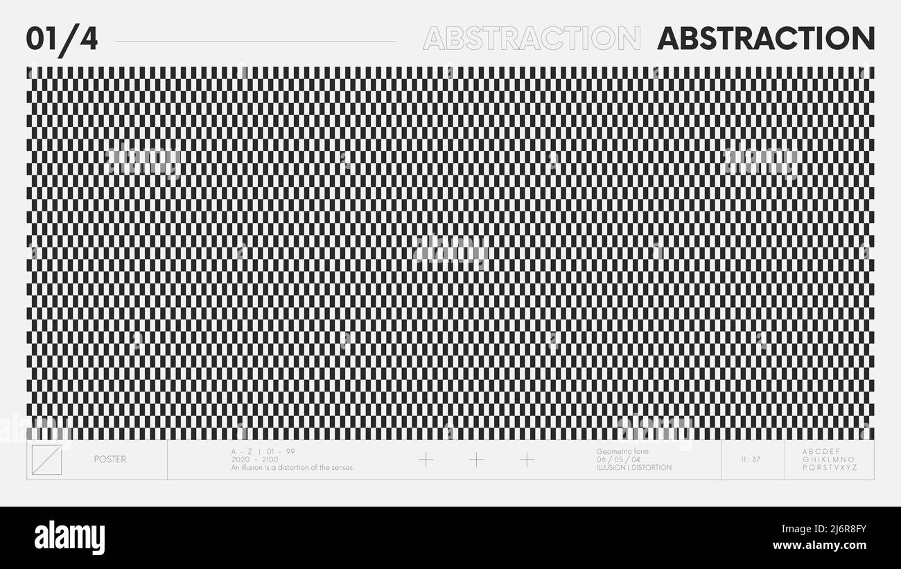 Abstrakte moderne geometrische Banner mit einfachen Formen in schwarz-weißen Farben, grafische Komposition Design Vektor-Hintergrund, Schachbrettmuster von m Stock Vektor