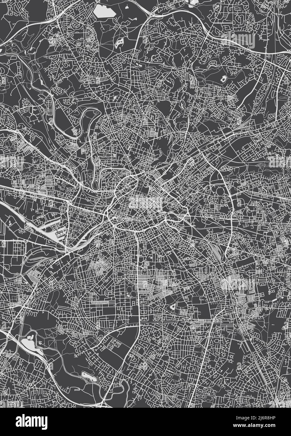 Stadtplan Manchester, monochromer Detailplan, Vektorgrafik Stock Vektor
