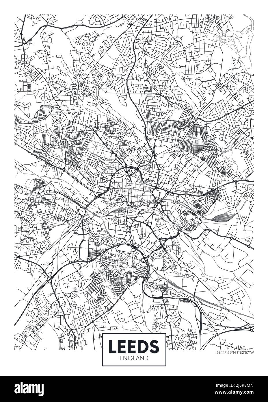 Stadtplan Leeds, Reise Vektor Poster Design Stock Vektor