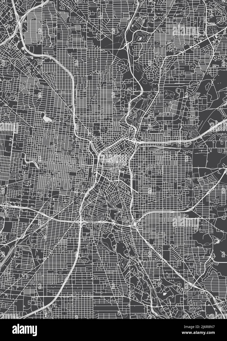 Stadtplan San Antonio, monochromer Detailplan, Vektorgrafik Stock Vektor
