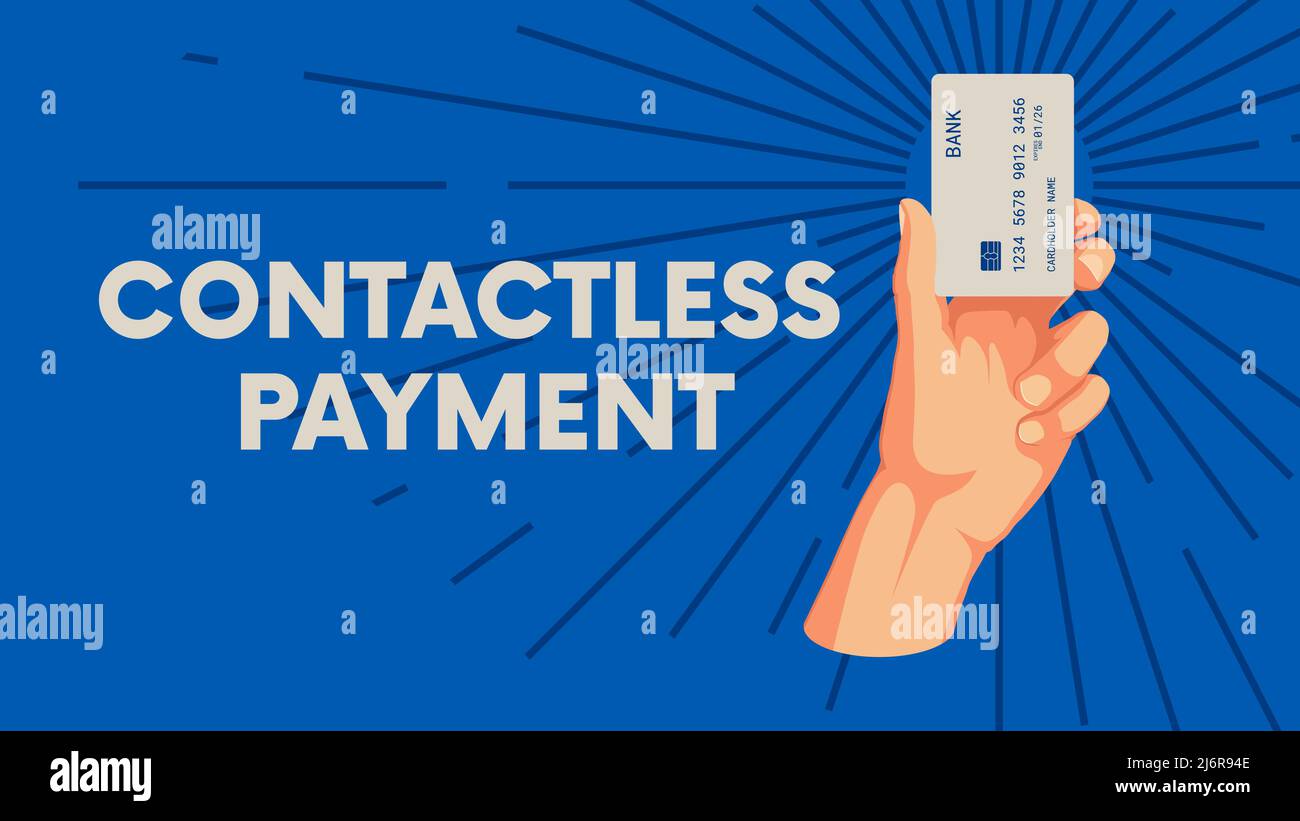 Menschliche Hand hält Kreditkarte, kontaktlose Zahlung Geschäftshintergrund, Geldüberweisungsvektor Finanzkonzept Stock Vektor