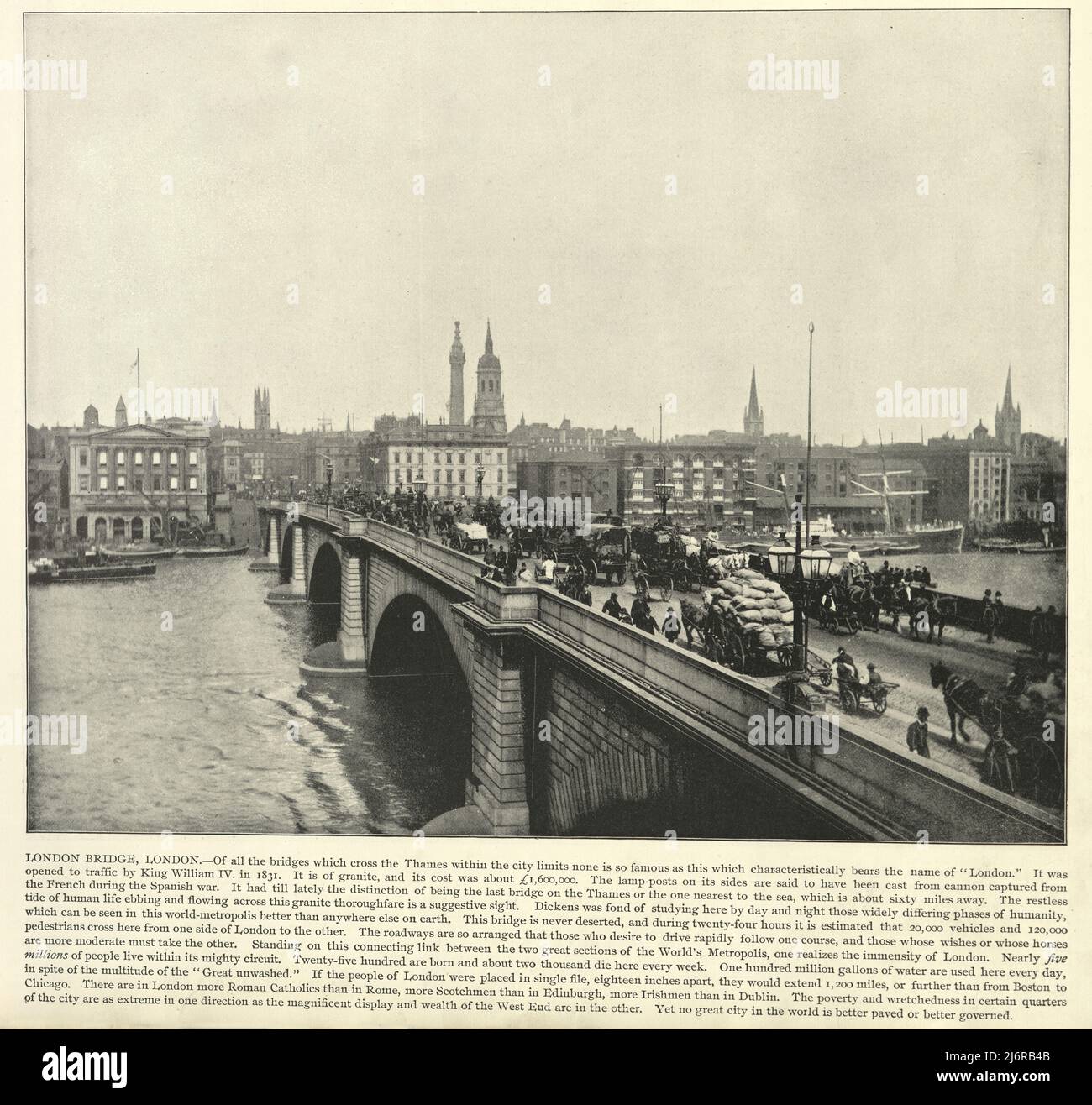 Antikes Vintage-Foto der viktorianischen London Bridge, 19.. Jahrhundert Stockfoto