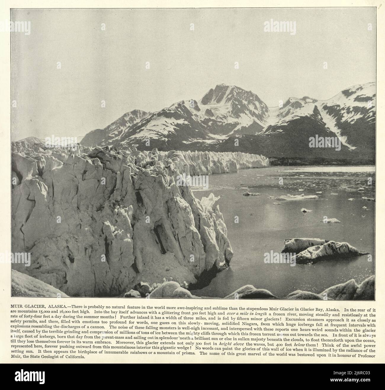 Vintage-Fotografie des Muir-Gletschers, Alaska, 19.. Jahrhundert Stockfoto