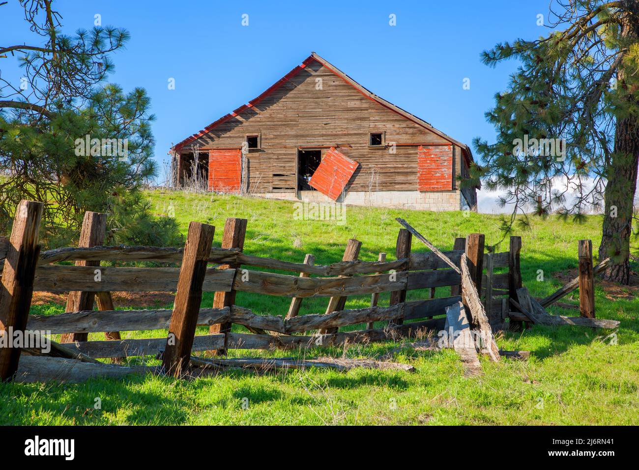 Folsom Farm Barn, Fishtrap Recreation Area, Spokane District Bureau of Land Management, Washington Stockfoto