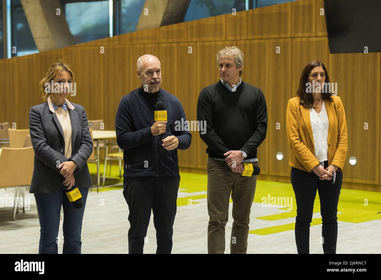 Der Regierungschef Horacio Rodríguez Larreta gab Einzelheiten über die Arbeitspraktiken, die in diesem Jahr in öffentlichen und privaten Bildungseinrichtungen für Studenten begonnen haben, die im letzten Jahr der Highschool sind. (Foto von Esteban Osorio/Pacific Press) Stockfoto