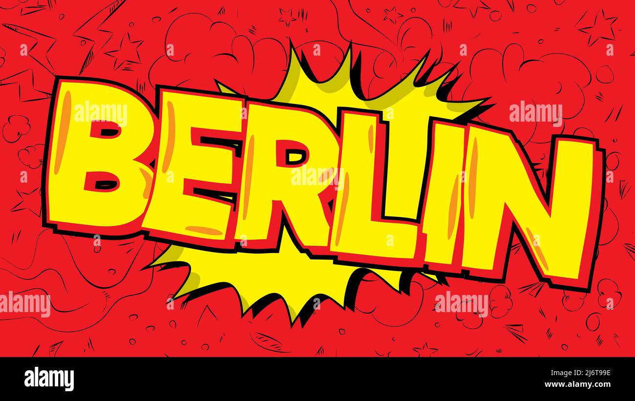 Berlin. Wort mit Kinderschrift im Cartoon-Stil geschrieben. Stock Vektor