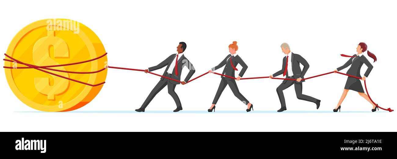 Geschäftsleute ziehen mit Münze an Seil Stock Vektor