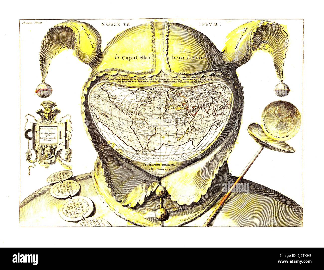 Narr's Cap Karte der Welt eines der größten Geheimnisse in der Geschichte der westlichen Kartographie.-1580-1590 Stockfoto