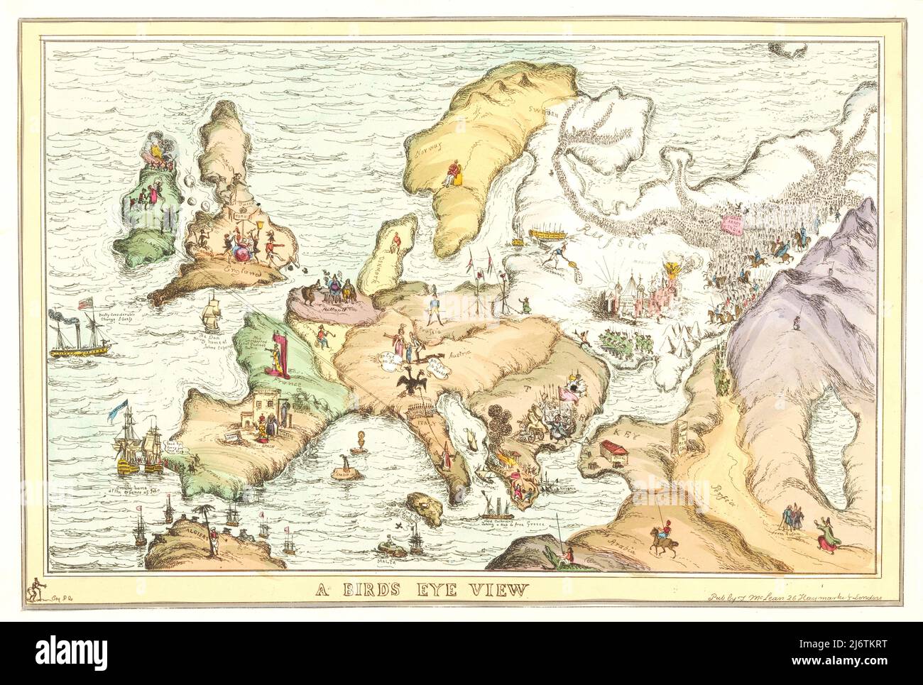 Eine Vogelperspektive auf Europa - 1825-1830 Stockfoto