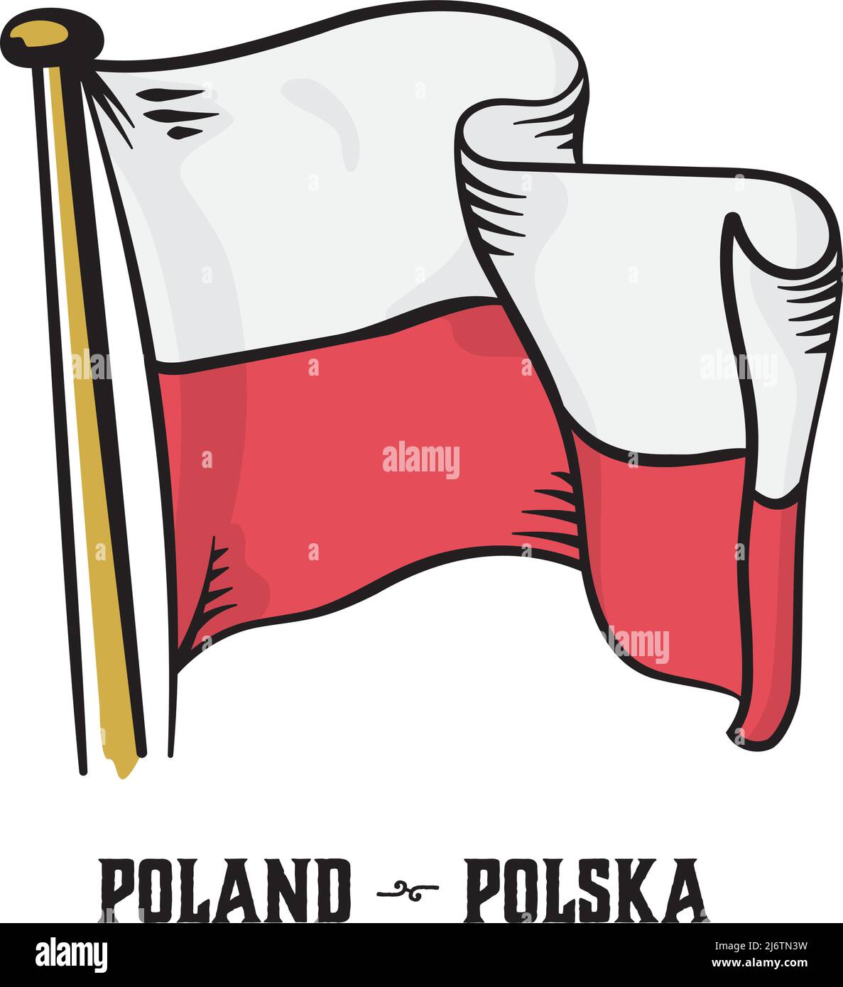 Vintage Gravur Stil polnische Flagge Vektor Illustration Stock Vektor