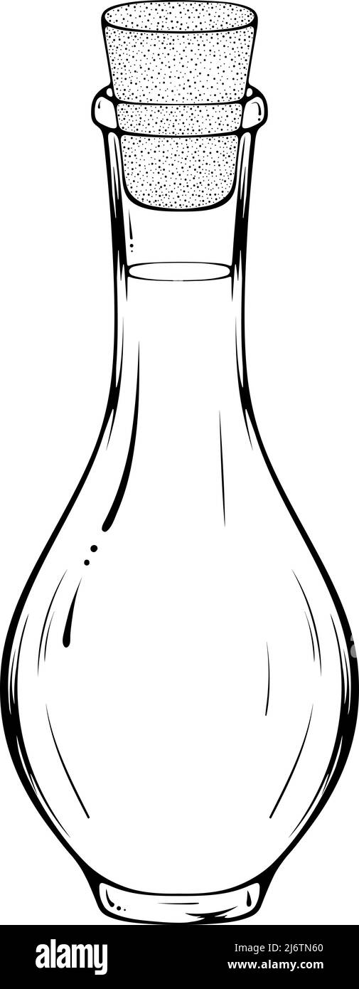 Flasche mit Pflanzenöl Linie Kunst Stock Vektor