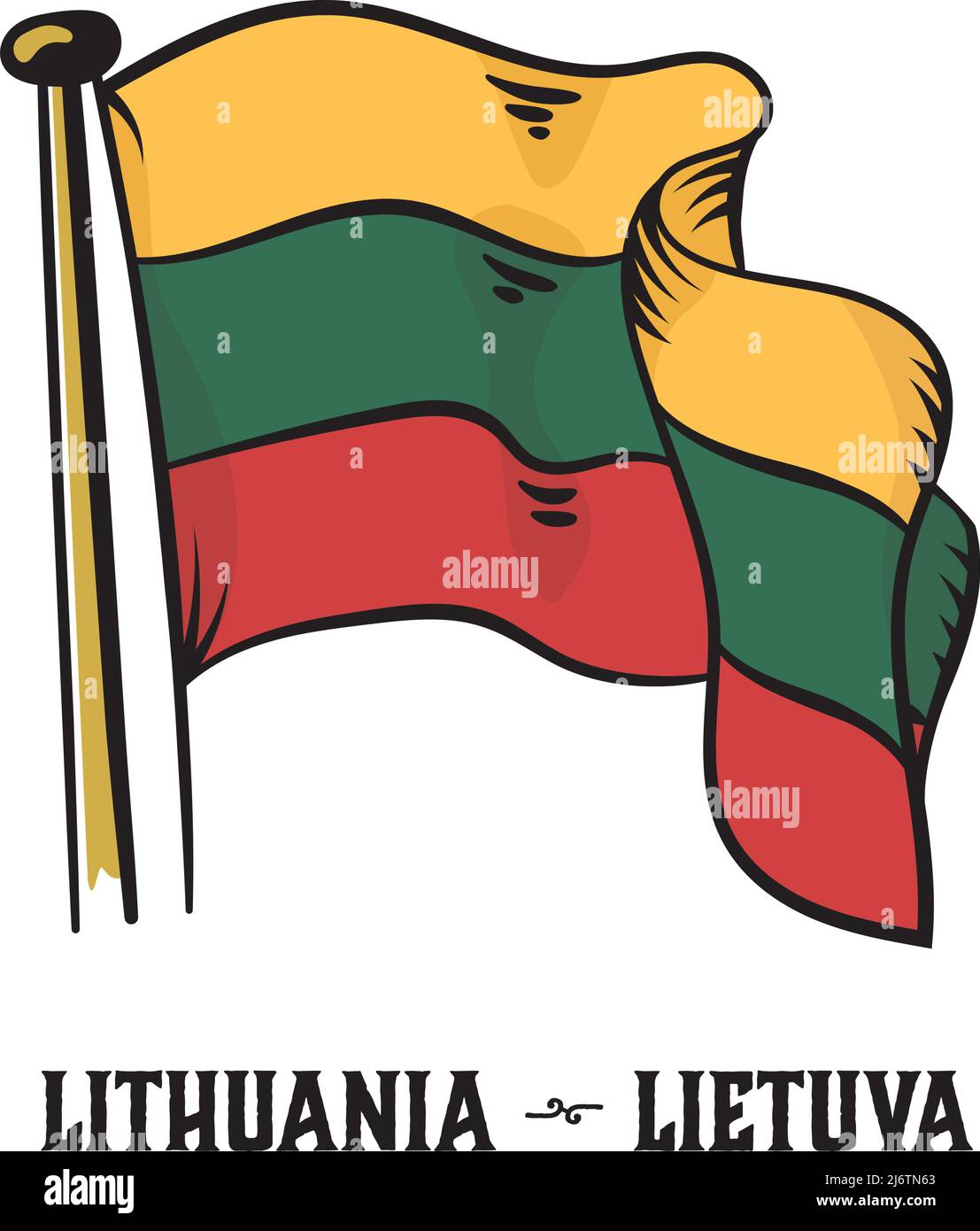 Vintage Gravur Stil Litauen Flagge Vektor Illustration Stock Vektor