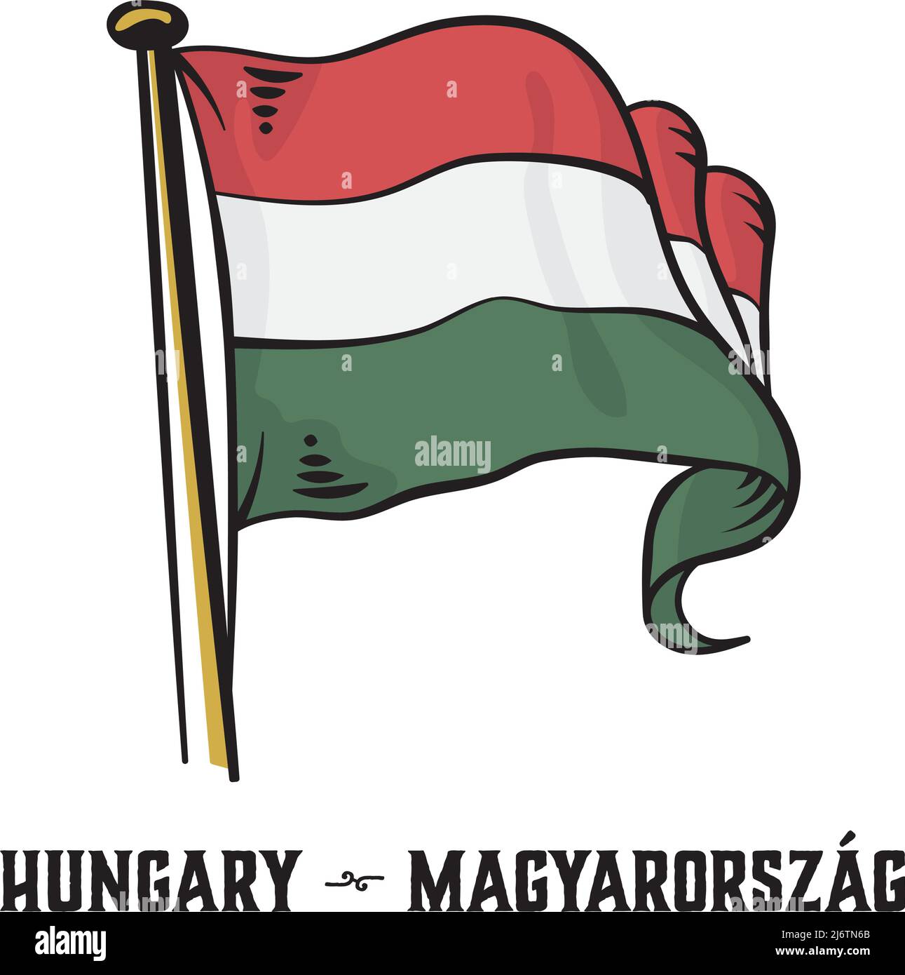 Vintage Gravur Stil ungarische Flagge Vektor Illustration Stock Vektor