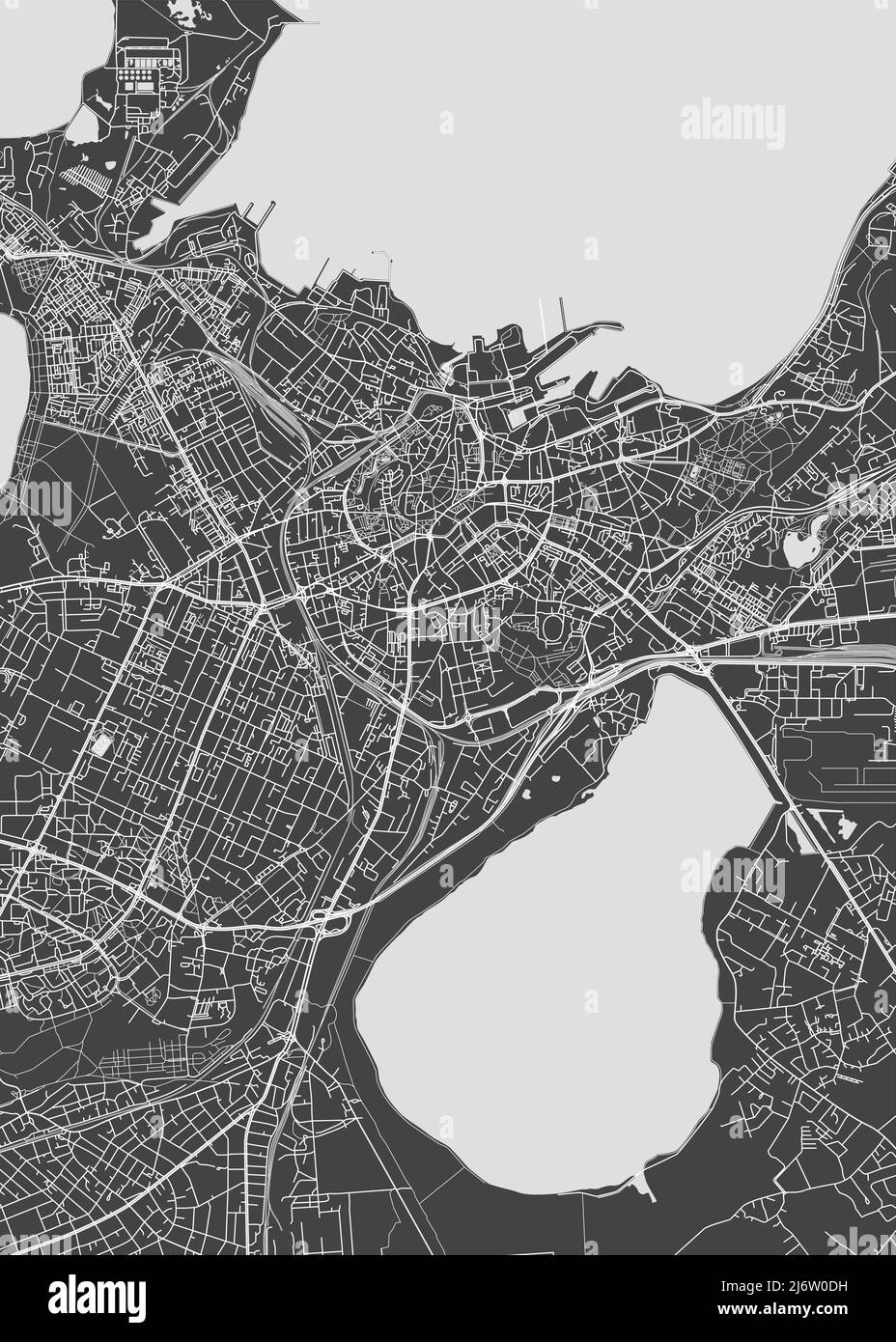 Stadtplan Tallinn, monochromer Detailplan, Vektorgrafik Stock Vektor