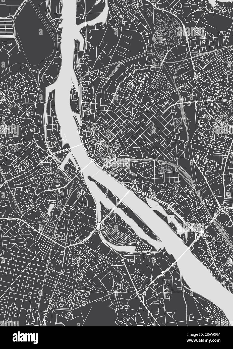 Stadtplan Riga, monochromer Detailplan, Vektorgrafik Stock Vektor