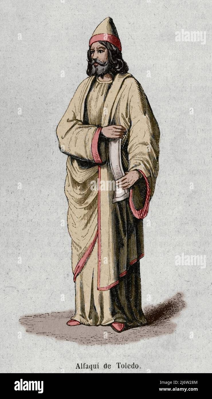 Geschichte Spaniens. Al Andalus. Faqih. Islamischer Jurist und Experte in Fiqh oder islamischer Jurisprudenz. Faqih aus Toledo. Gravur. Spätere Färbung. Historia General de España von Pater Mariana. Madrid, 1852. Stockfoto