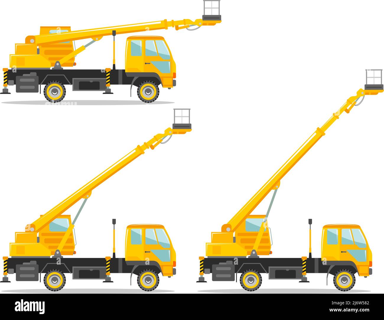 Detaillierte Abbildung des Hubwagens. Schwere Baumaschine. Schwere Maschinen und Anlagen. Stock Vektor