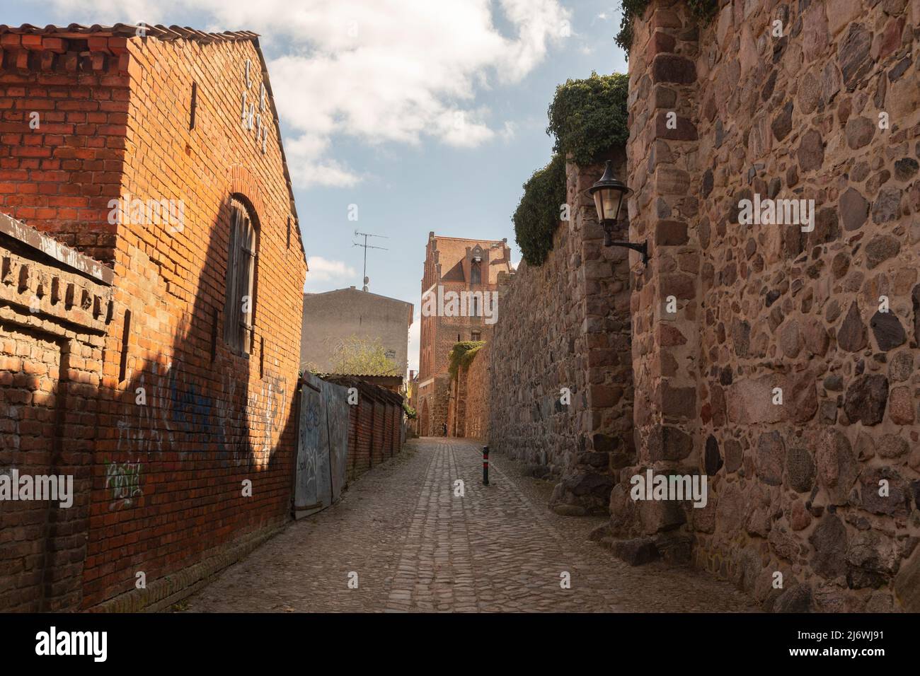 Alte mittelalterliche Stadtmauer in Templin, Deutschland Stockfoto