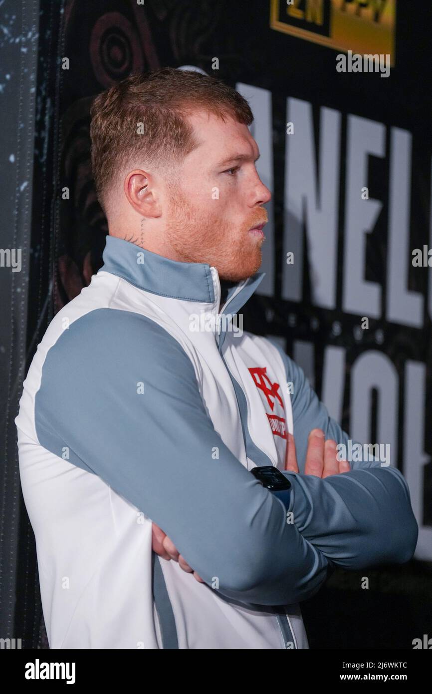 LAS VEGAS, NV - 3. Mai: Canelo Alvarez trifft sich mit der Presse für ...