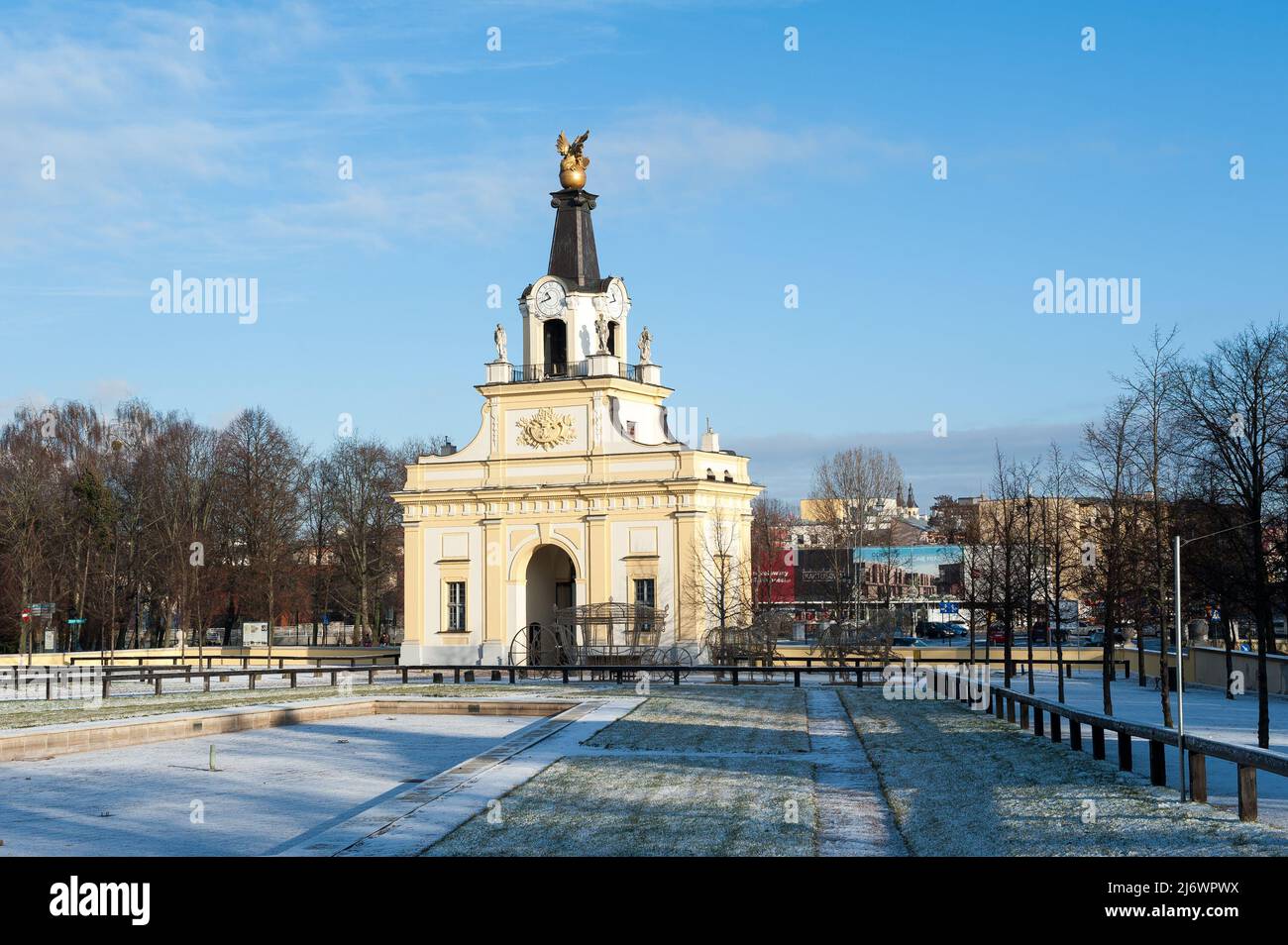 Das Haupttor des Branicki-Palastes in Białystok, der Wojewodschaft Podlaskie, Polen Stockfoto