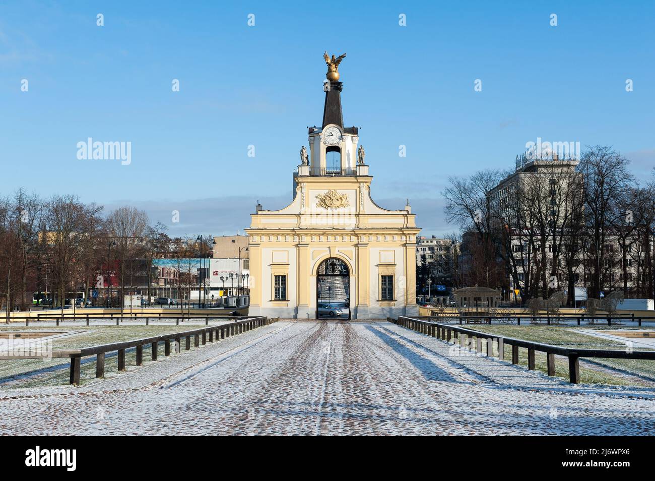 Das Haupttor des Branicki-Palastes in Białystok, der Wojewodschaft Podlaskie, Polen Stockfoto