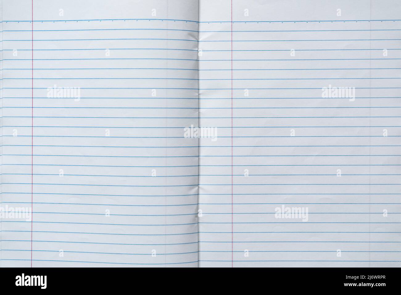 Ganze Seite Notizbuch mit linierten Papierrollen Stockfoto