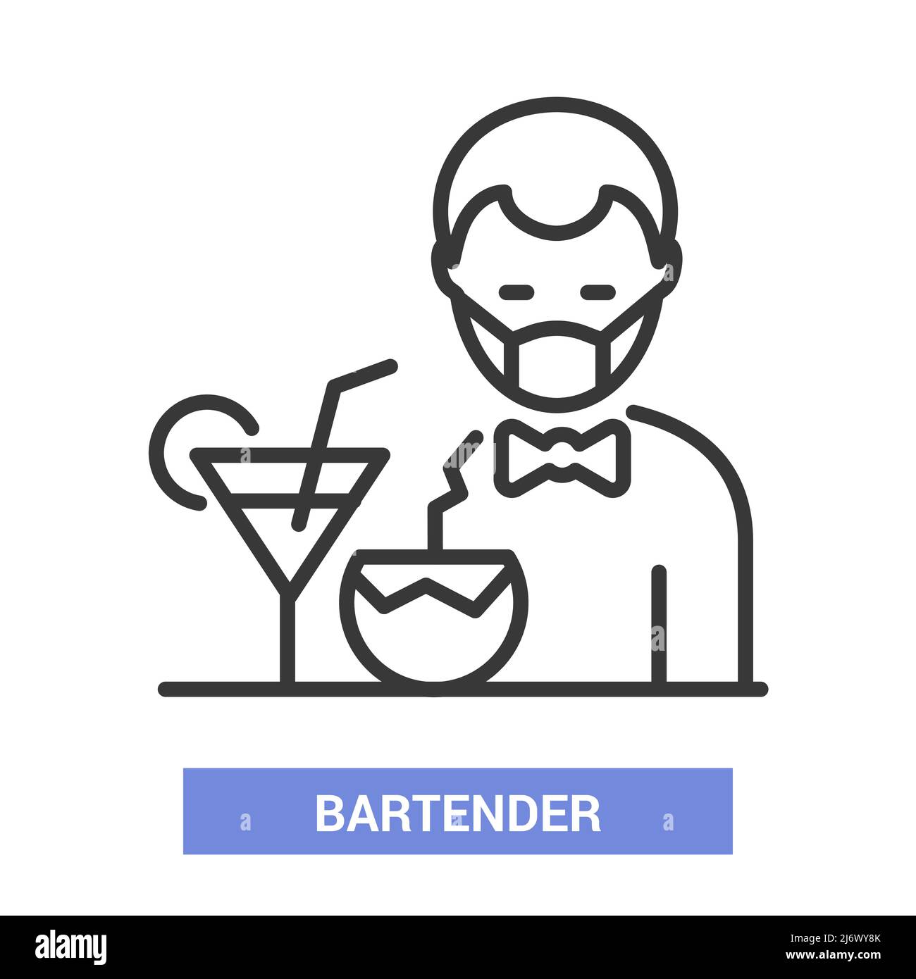 Barkeeper und Cocktails - Vektor-Liniendesign einzelne isolierte Ikone Stock Vektor