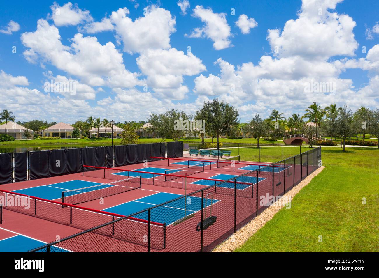 Verona Walk Naples Gated Community Tennis Courts Real Estate Stockfoto