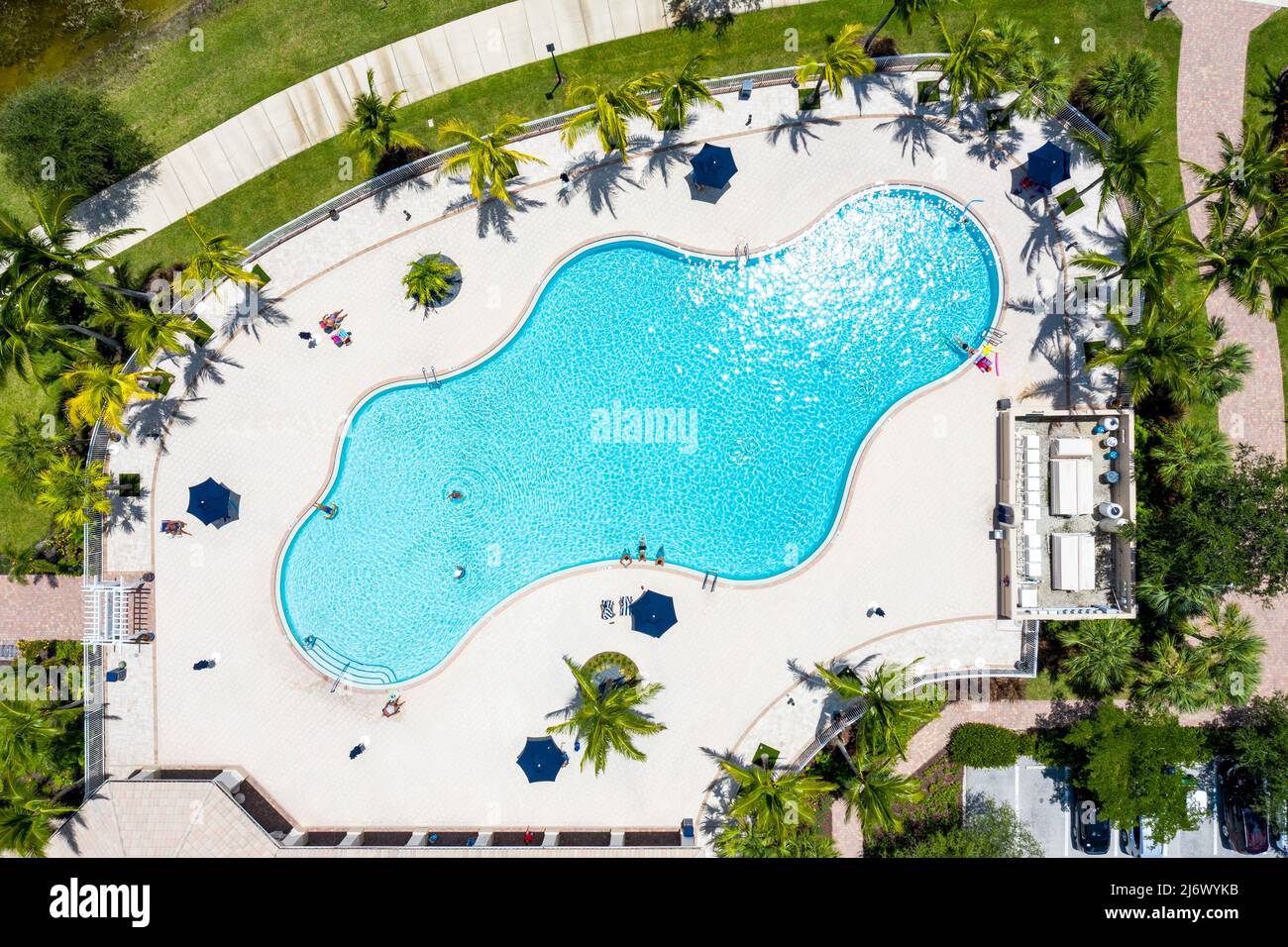 Verona Walk Naples, Gemeinschaft Swimmingpool Top Birds Eye View Stockfoto Verona Walk Naples, Gemeinschaft Swimmingpool Top Birds Eye View Stockfoto