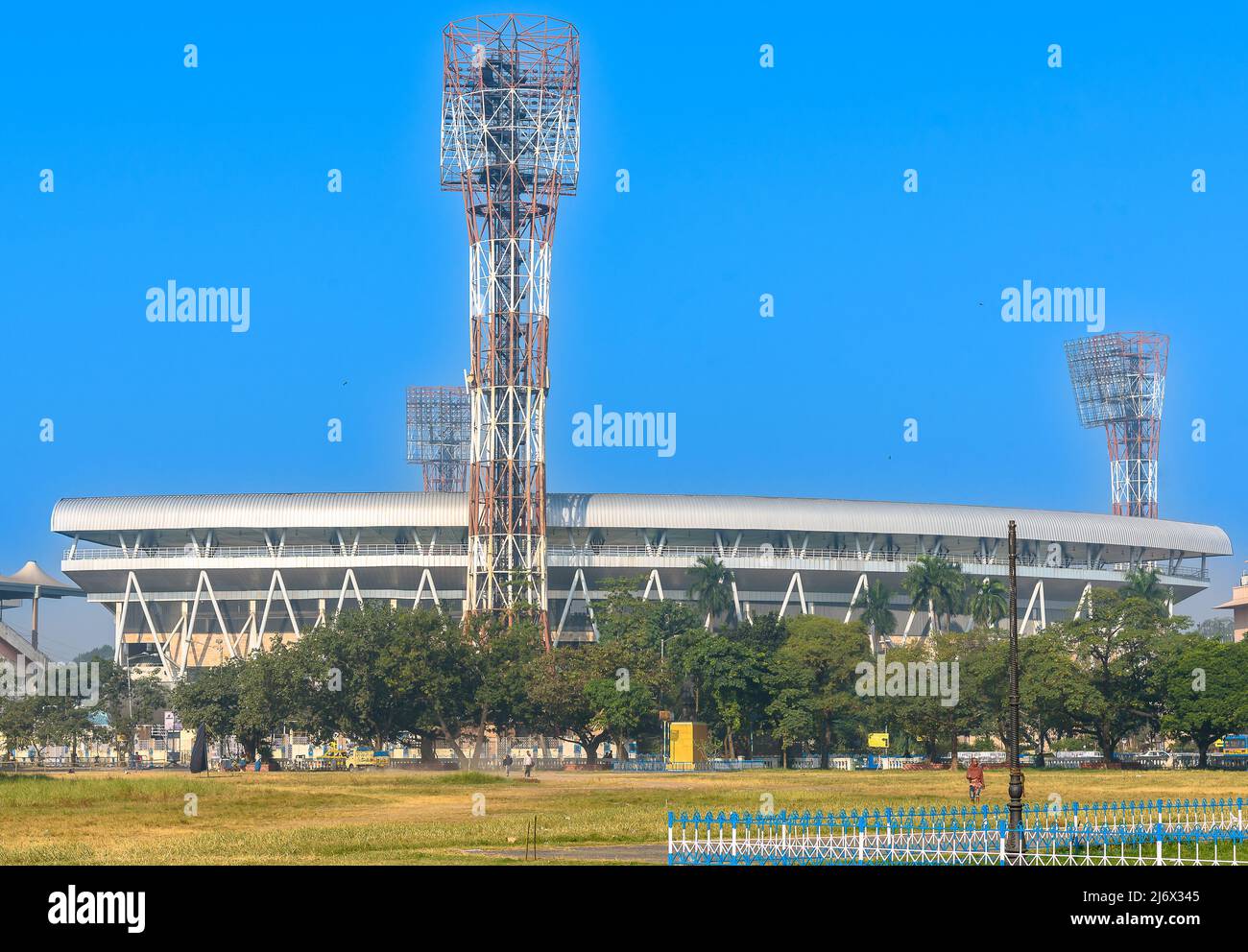 Außenansicht des zweitgrößten Cricket-Stadions in Indien, EDEN GARDENS. Stockfoto