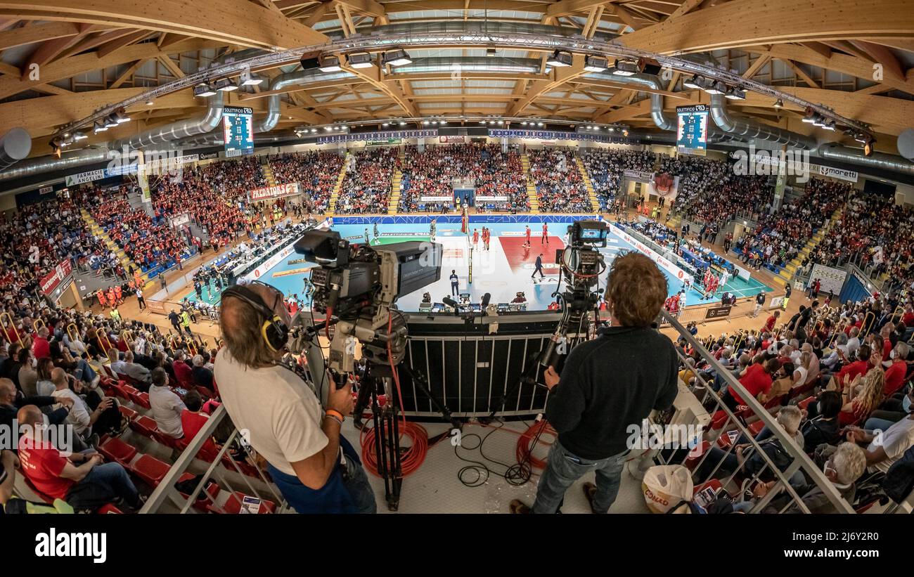 Eurosuole Forum Civitanova Marche während des Play Off - Cucine Lube Civitanova vs Sir Safety Conad Perugia , Volleyball Italienische Serie A Superliga-Meisterschaft der Männer in Civitanova Marche, Italien, Mai 04 2022 Stockfoto