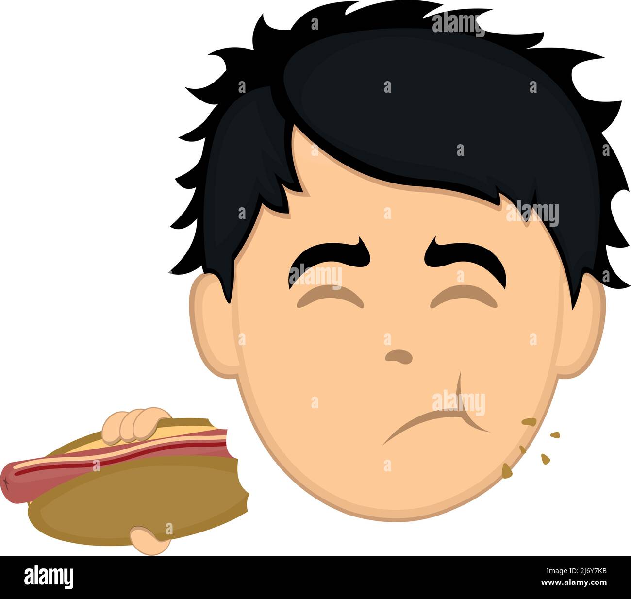Vektor-Illustration eines Cartoon-Mannes Gesicht essen einen Hot Dog Stock Vektor