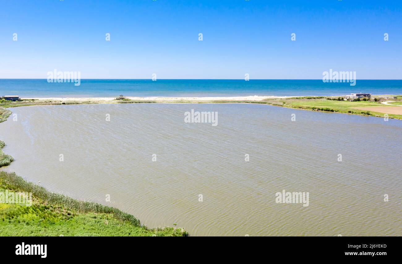 Aeria Blick auf 131 Town Line Road, Wainscott, NY Stockfoto