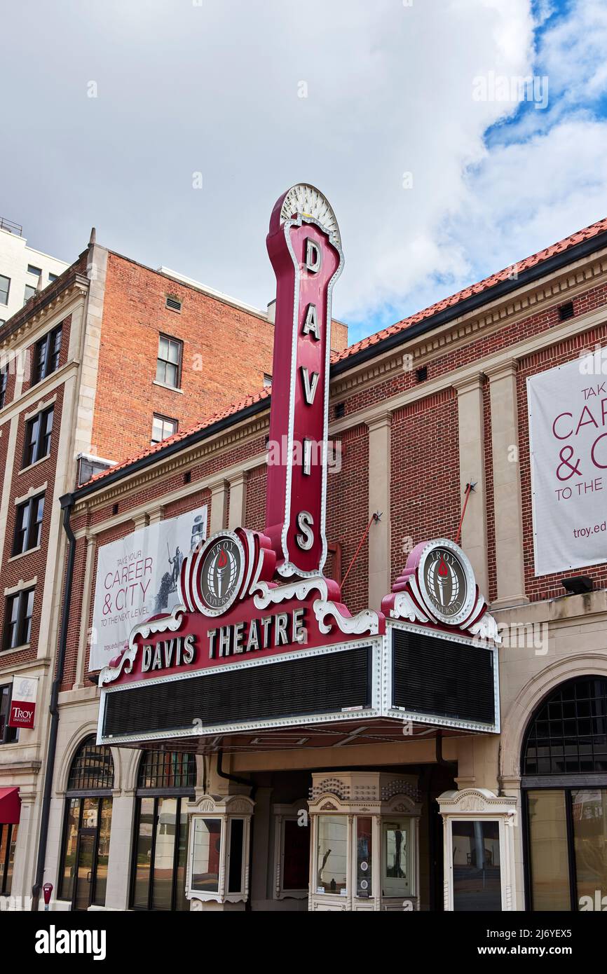 Davis Theatre ein restauriertes Kino oder Kino aus den 30er Jahren in Montgomery, Alabama, USA. Stockfoto