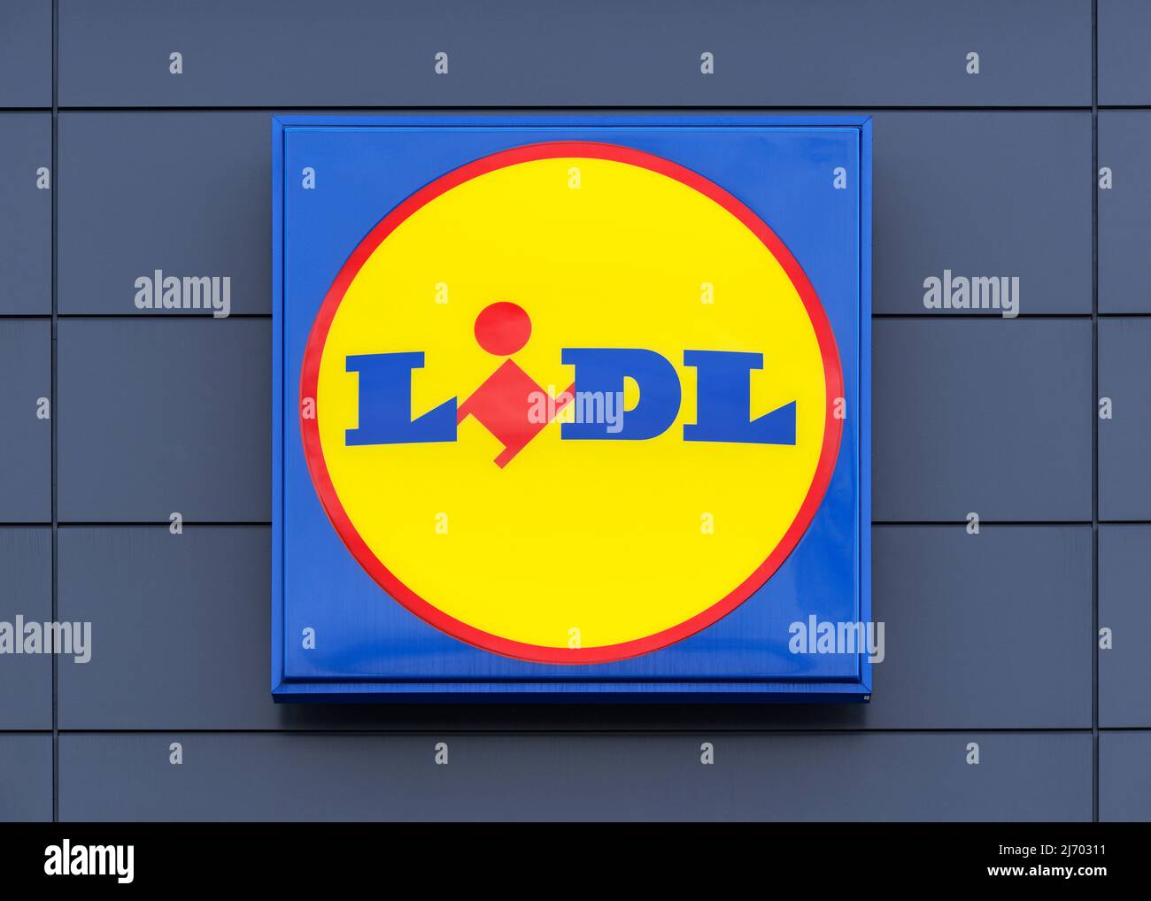 Lidl-Schild, Vereinigtes Königreich Stockfoto