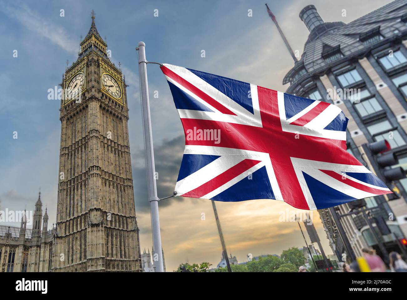 Die Unionsflagge, Wähler Kopf an Umfragen bei Wahlen in ganz Großbritannien. Oder Union Jack, ist die nationale Flagge des Vereinigten Königreichs. Stockfoto