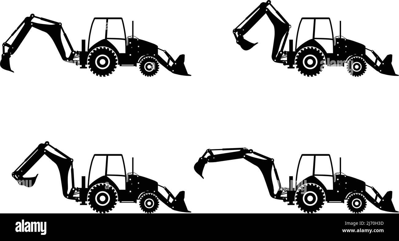 Baggerlader. Schwere Baumaschinen. Vektorgrafik Stock Vektor