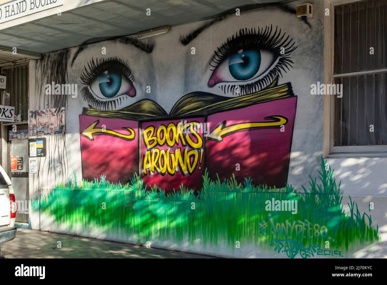 Bücher Rund Um Street Art, James St, Geelong, Victoria, Australien Stockfoto