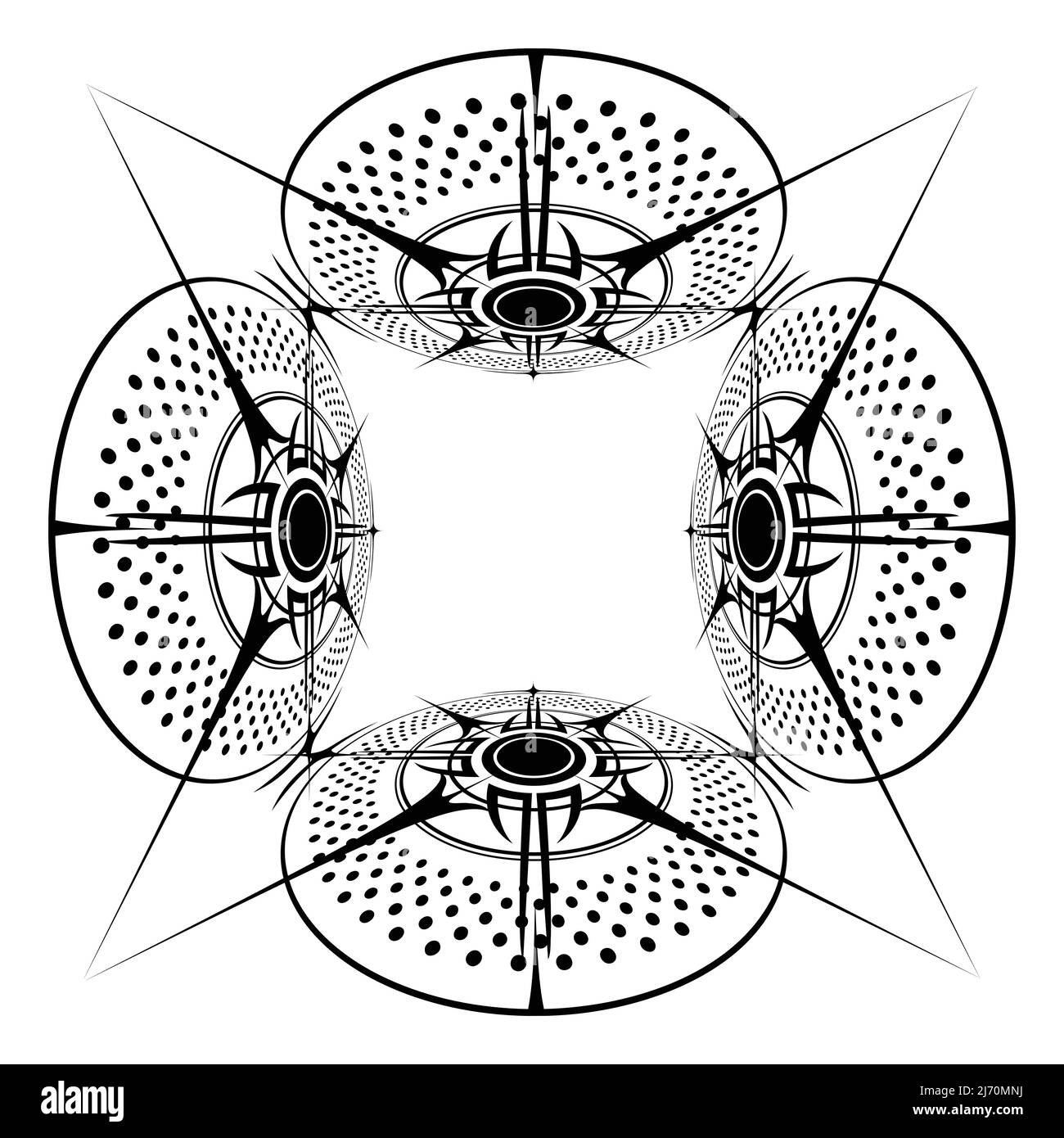 Wind Rose schwarz Perspektive Quadrat Stock Vektor