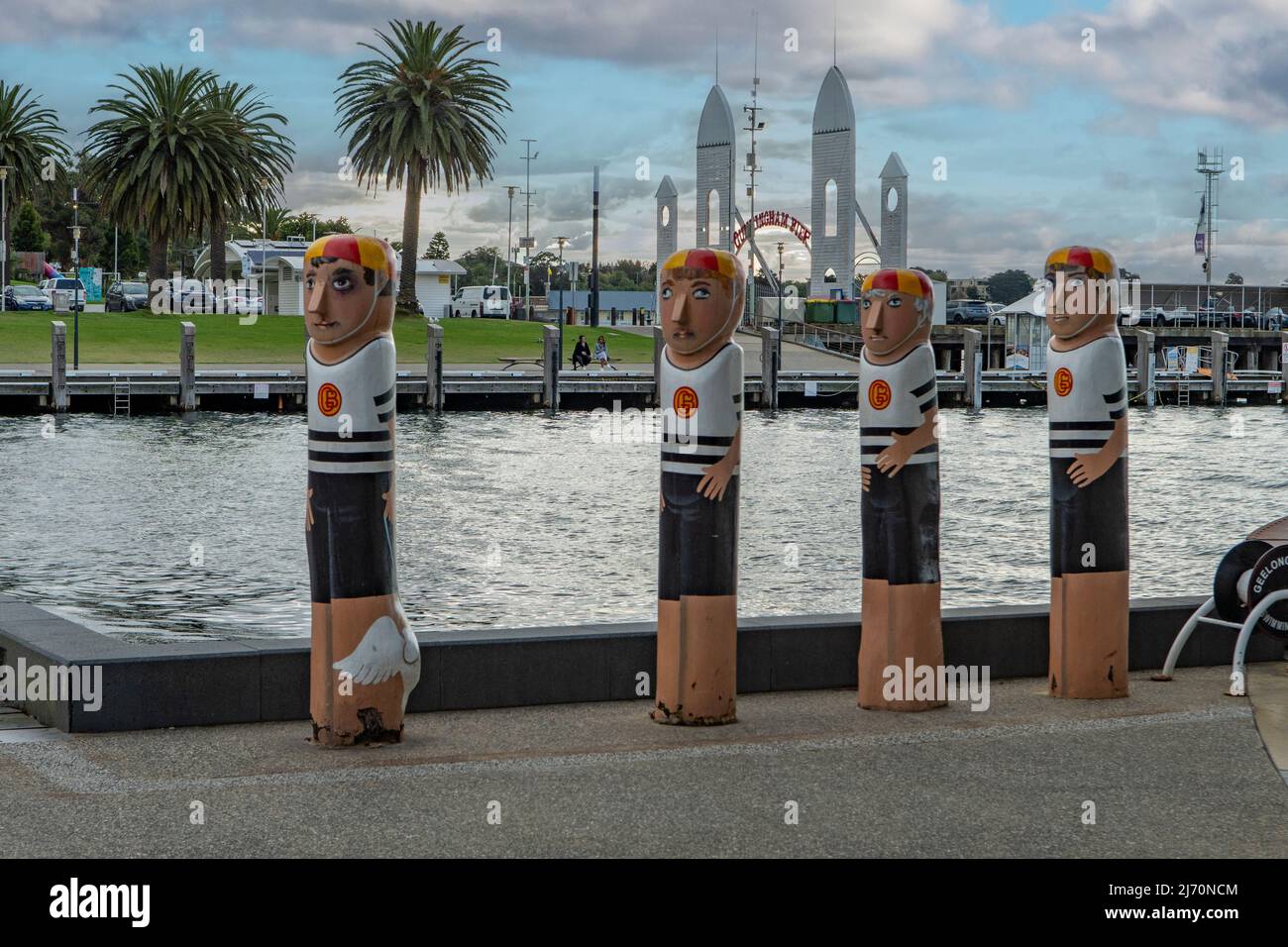 Lifesaver Bollard Art, Geelong, Victoria, Australien Stockfoto