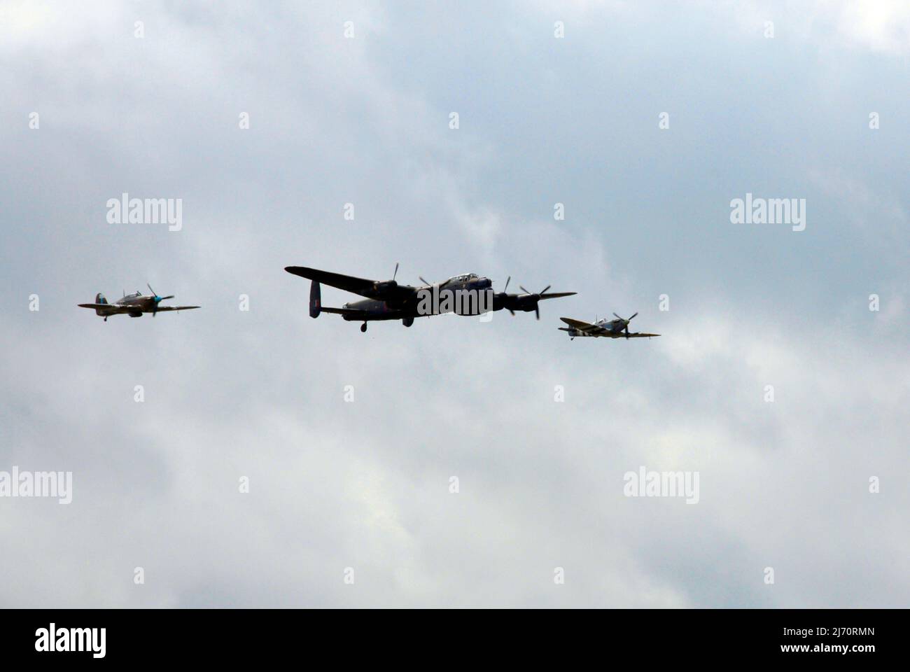 Hurrikan, Lancaster und Spitfire in der Flugschau Biggin Hill Stockfoto