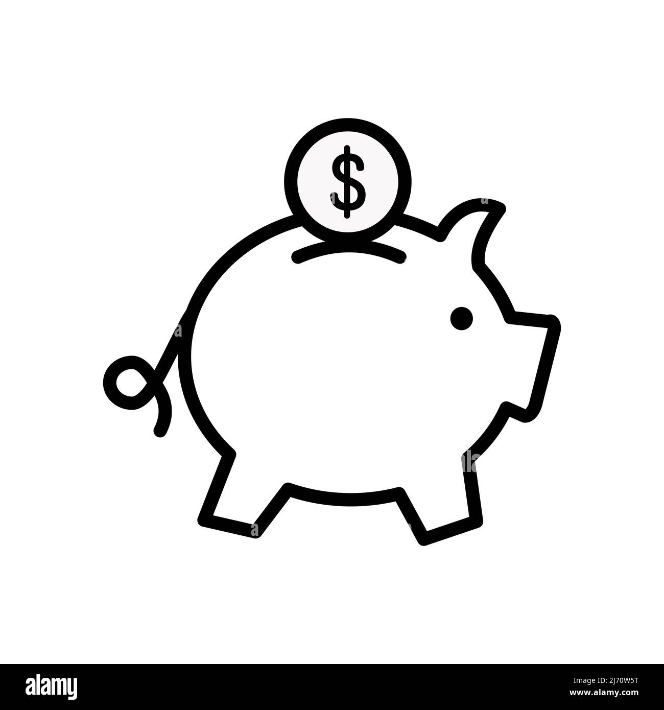 Sparschwein. Vollständig skalierbares Vektorsymbol im Gliederungsstil. Stock Vektor