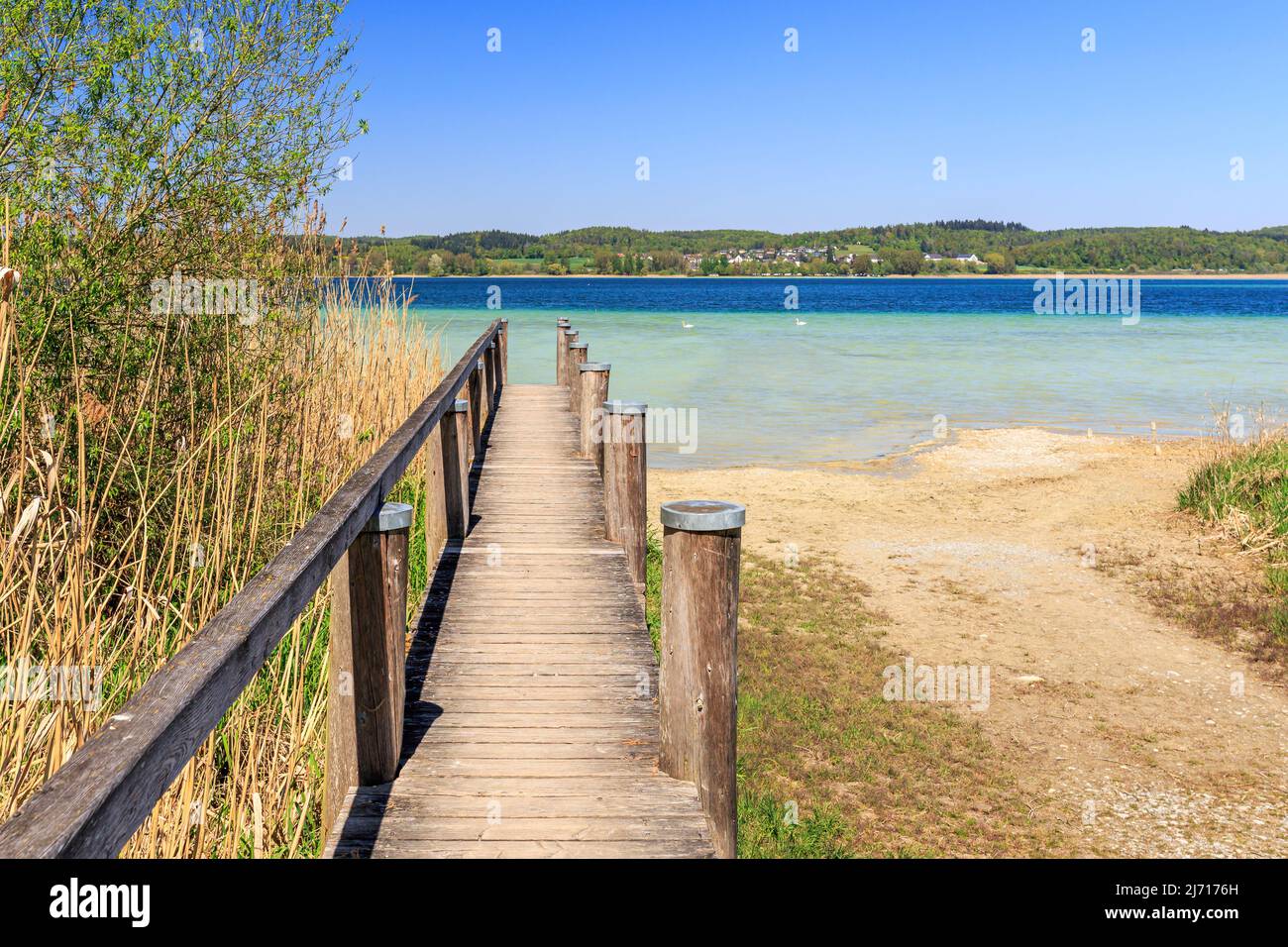 Landschaftlich schöner Blick über den Bodensee von der Insel Reichenau Stockfoto