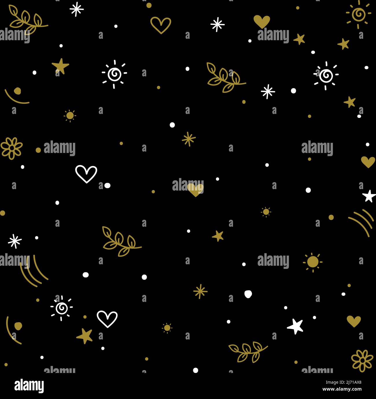 Herzstern Sonnenblatt Blumen Doodle Muster Stock Vektor Herzstern Sonnenblatt Blumen Doodle Muster Stock Vektor