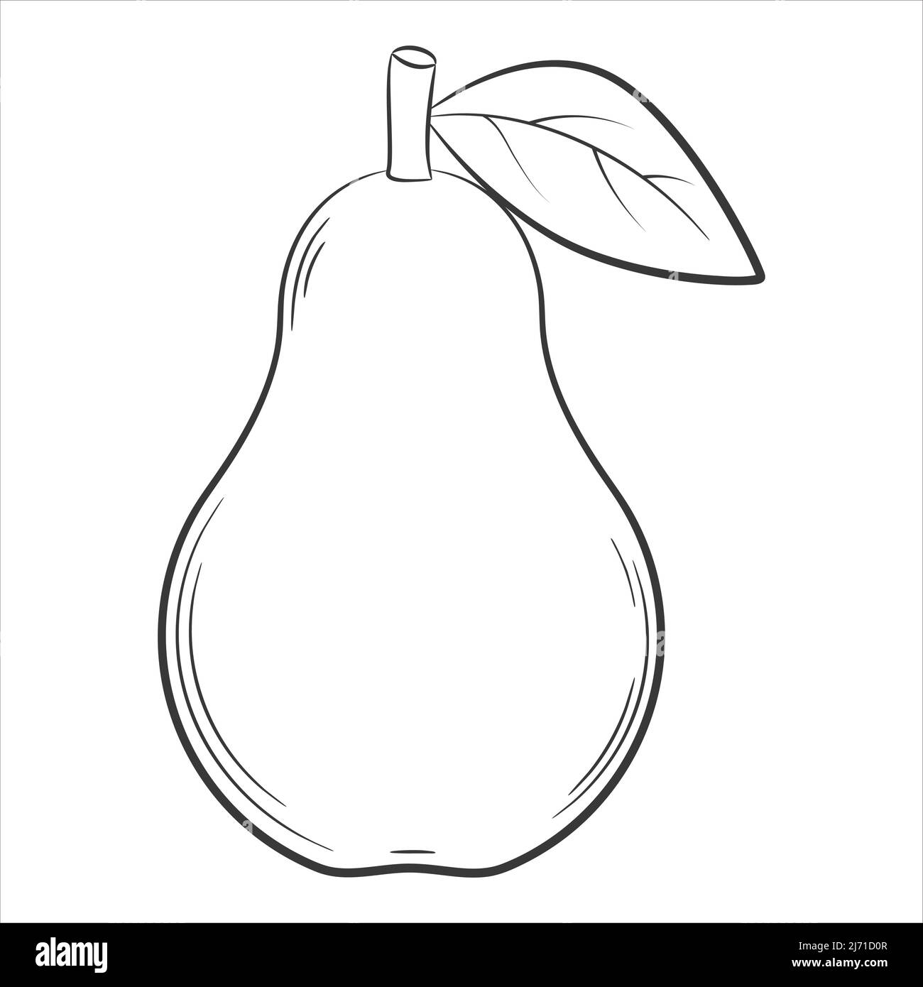 Birnenfrucht im linearen Stil. Schwarz-Weiß Vektor dekoratives Element, von Hand gezeichnet.isoliert auf weißem Hintergrund Stock Vektor