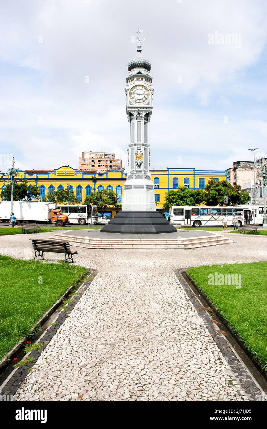 Praça do Relógio auf dem Ver-o-Peso-Markt, Wahrzeichen von Belém, Pará, Amazonas, Brasilien. Stockfoto