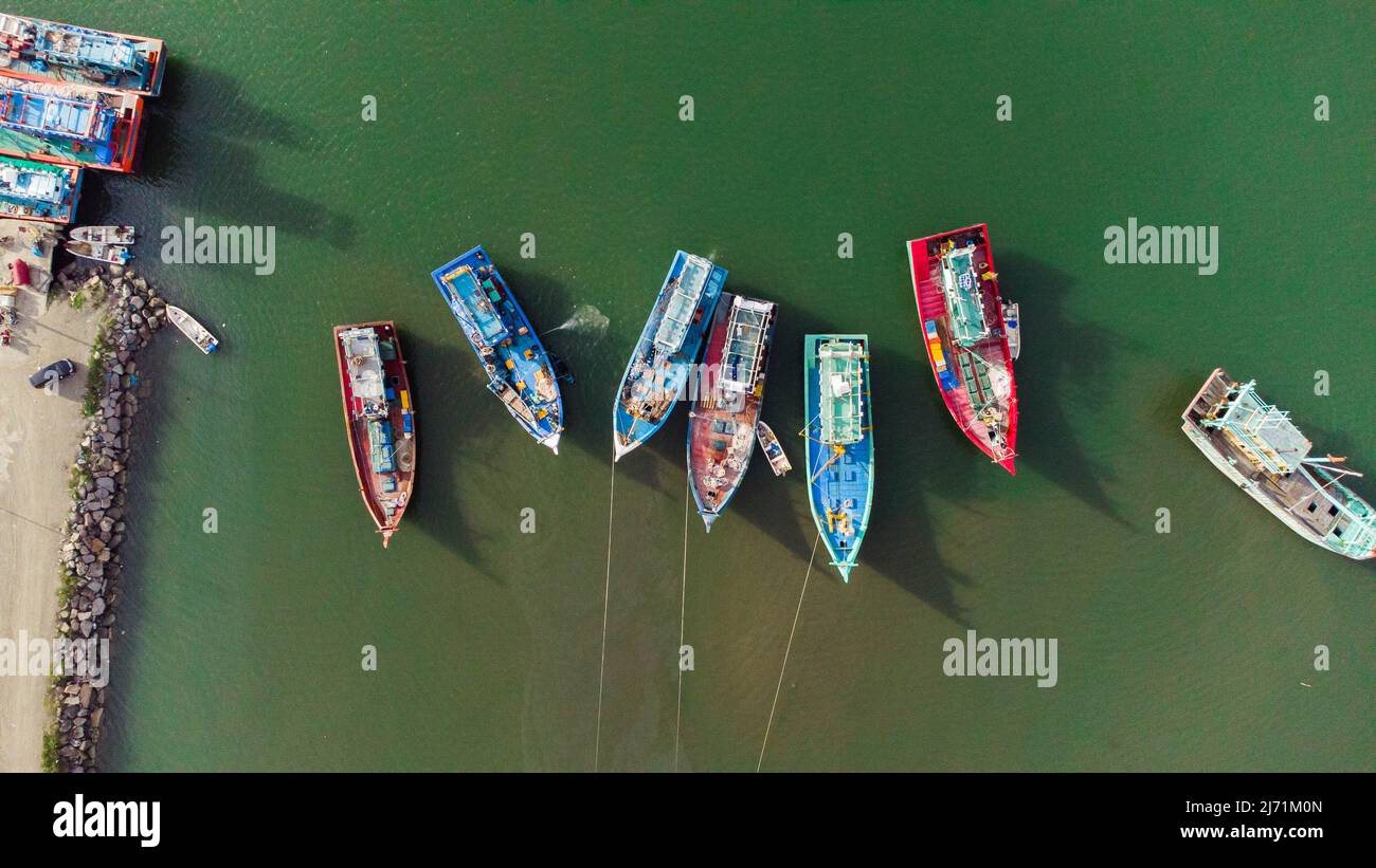 Blick von der Spitze des Fischereihafens Stockfoto